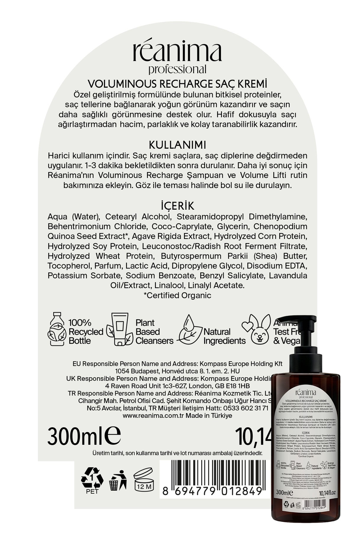 Voluminous Recharge Saçları Hacimlendiren Ve Güçlendirmeye Yardımcı Dolgunlaştırıcı Saç Bakım Kremi