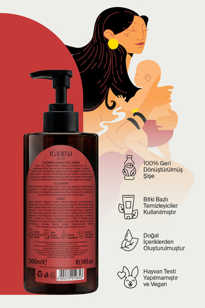Glowing Mama Yeni Anneler İçin Geliştirilmiş Besleme Ve Nemlendirme Sağlayan Onarıcı Saç Kremi