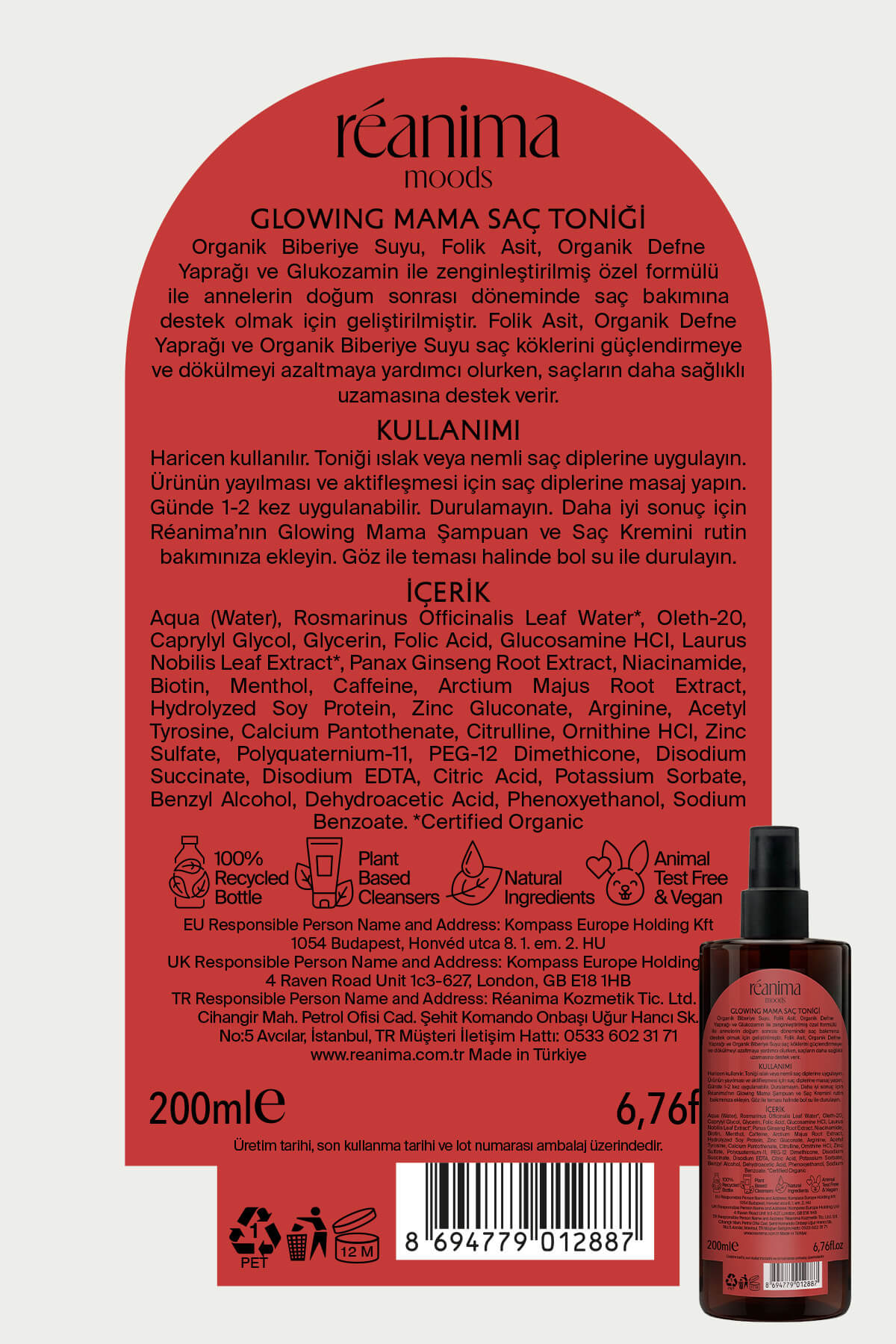 Glowing Mama Doğum Sonrası Saç Dökülmesini Azaltmaya Beslemeye Yardımcı Durulanmayan Saç Toniği