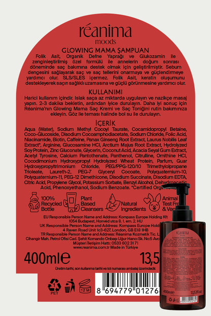 Glowing Mama Doğum Sonrası İhtiyaçları İçin Formüle Edilmiş Dökülme Karşıtı Saç Bakım Şampuanı