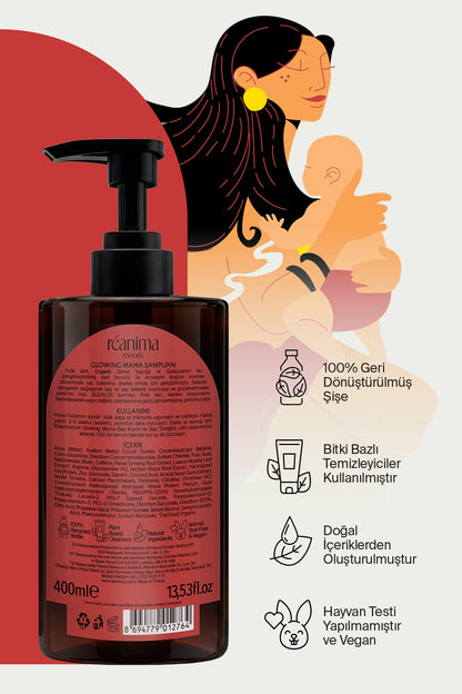 Glowing Mama Doğum Sonrası İhtiyaçları İçin Formüle Edilmiş Dökülme Karşıtı Saç Bakım Şampuanı