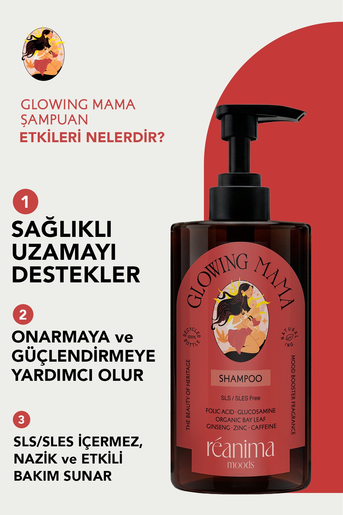 Glowing Mama Yeni Annelere Özel Onarıcı Şampuan Saç Kremi Tonik Üçlü Bakım Seti
