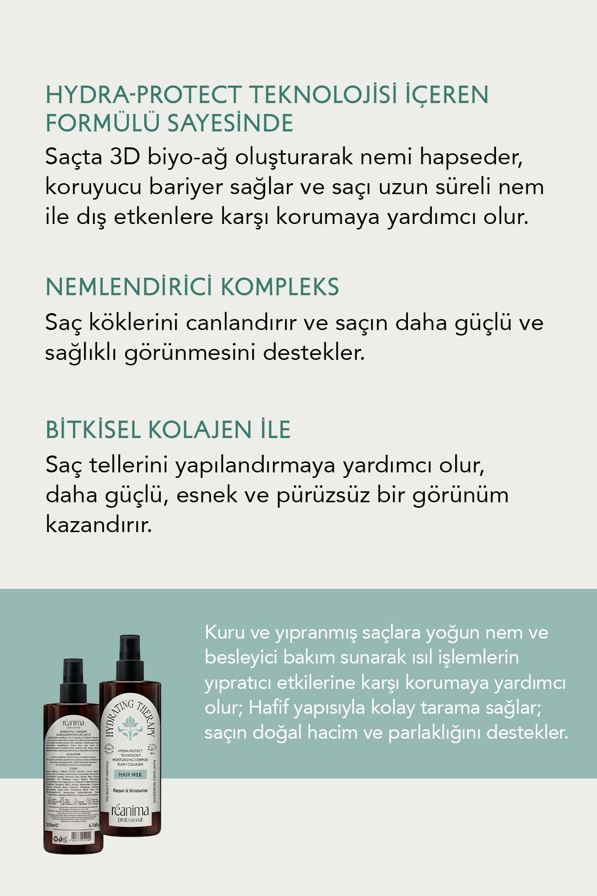 Hydrating Theraphy Hasarlı Saçlar İçin Bakım Sağlayan Durulanmayan Nemlendirici Saç Sütü