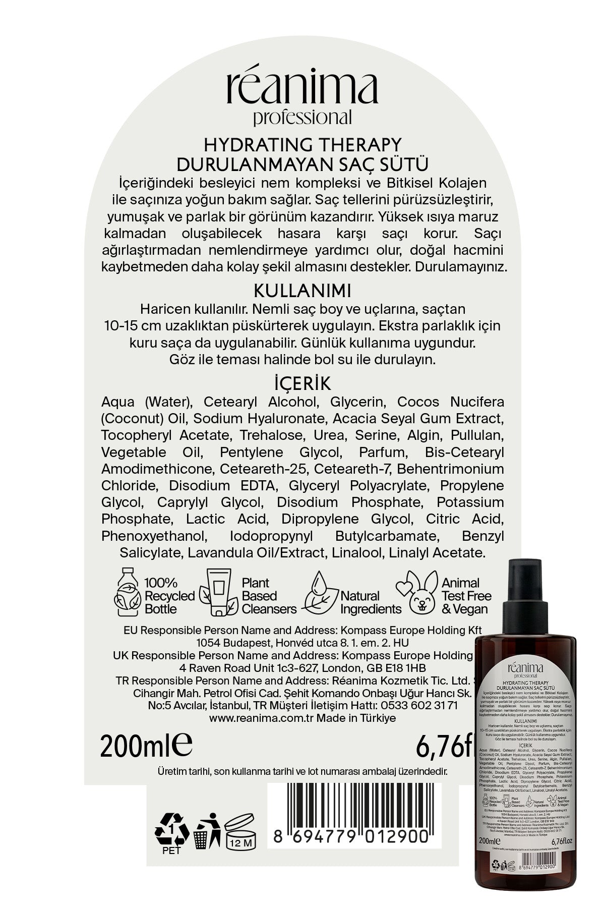 Hydrating Theraphy Hasarlı Saçlar İçin Bakım Sağlayan Durulanmayan Nemlendirici Saç Sütü