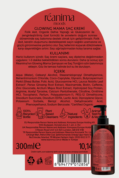 Glowing Mama Yeni Anneler İçin Geliştirilmiş Besleme Ve Nemlendirme Sağlayan Onarıcı Saç Kremi