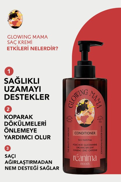 Glowing Mama Yeni Annelere Özel Onarıcı Şampuan Saç Kremi Tonik Üçlü Bakım Seti