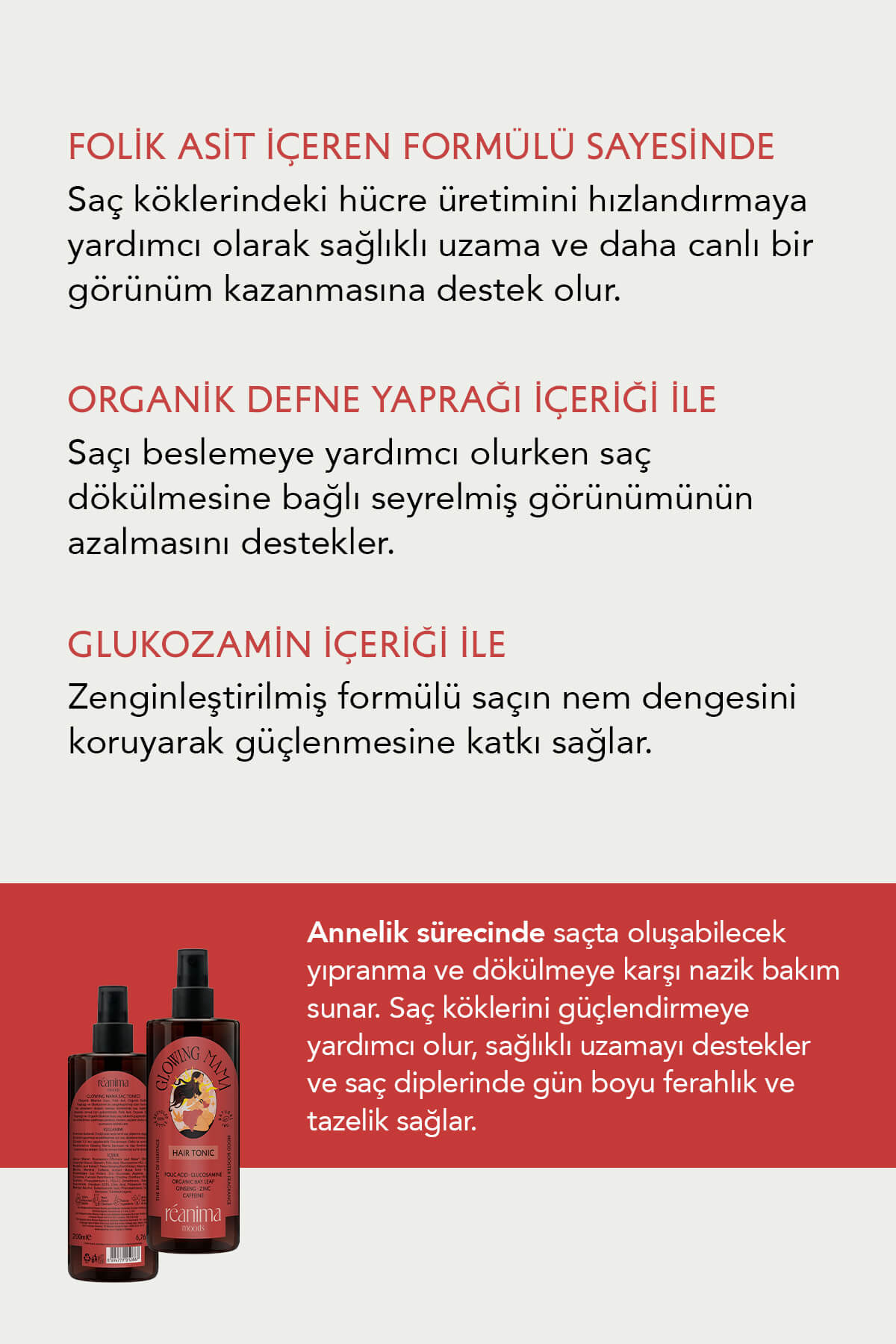 Glowing Mama Doğum Sonrası Saç Dökülmesini Azaltmaya Beslemeye Yardımcı Durulanmayan Saç Toniği