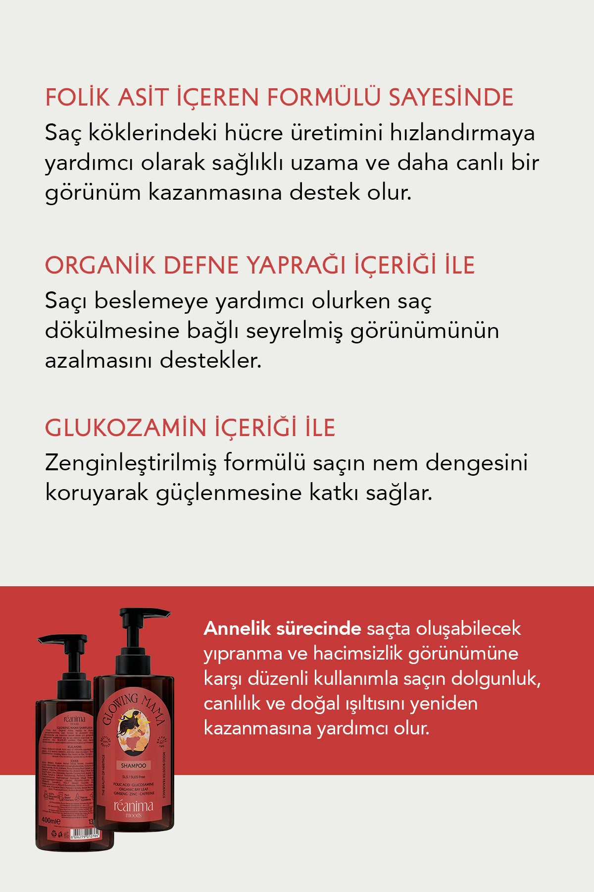 Glowing Mama Doğum Sonrası İhtiyaçları İçin Formüle Edilmiş Dökülme Karşıtı Saç Bakım Şampuanı