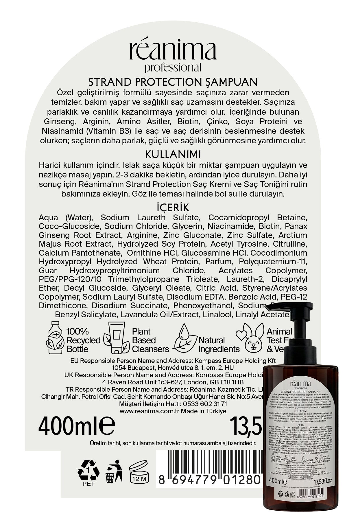 Strand Protection Saçı Besleyeci Sağlıklı Uzamayı Destekleyen Dökülme Karşıtı Saç Bakım Şampuanı