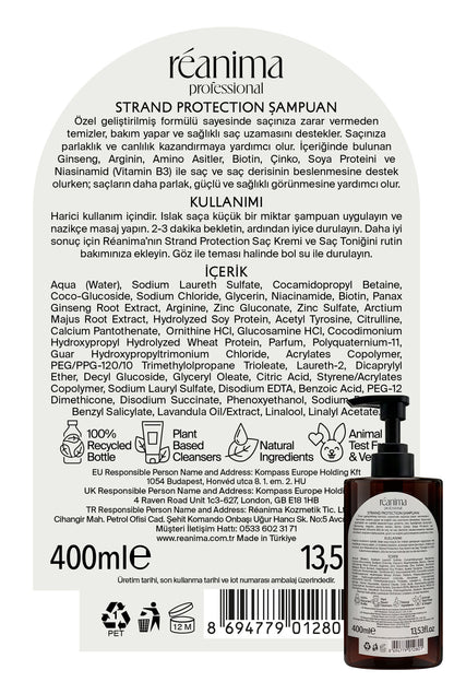 Strand Protection Saçı Besleyeci Sağlıklı Uzamayı Destekleyen Dökülme Karşıtı Saç Bakım Şampuanı