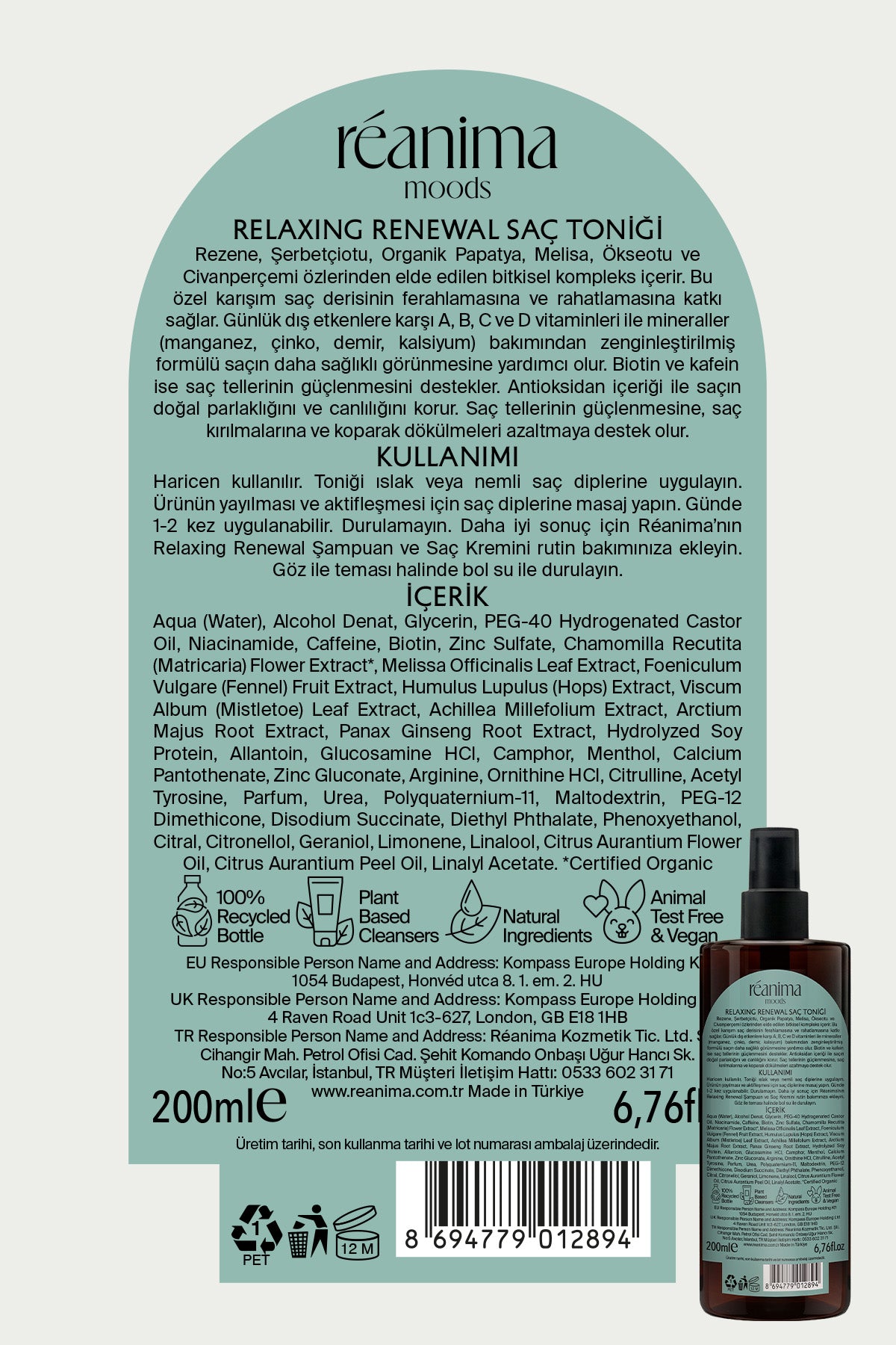 Relaxing Renewal Strese Bağlı Dökülmeyi Azaltmaya Ve Canlandırmaya Yardımcı Durulanmayan Saç Toniği