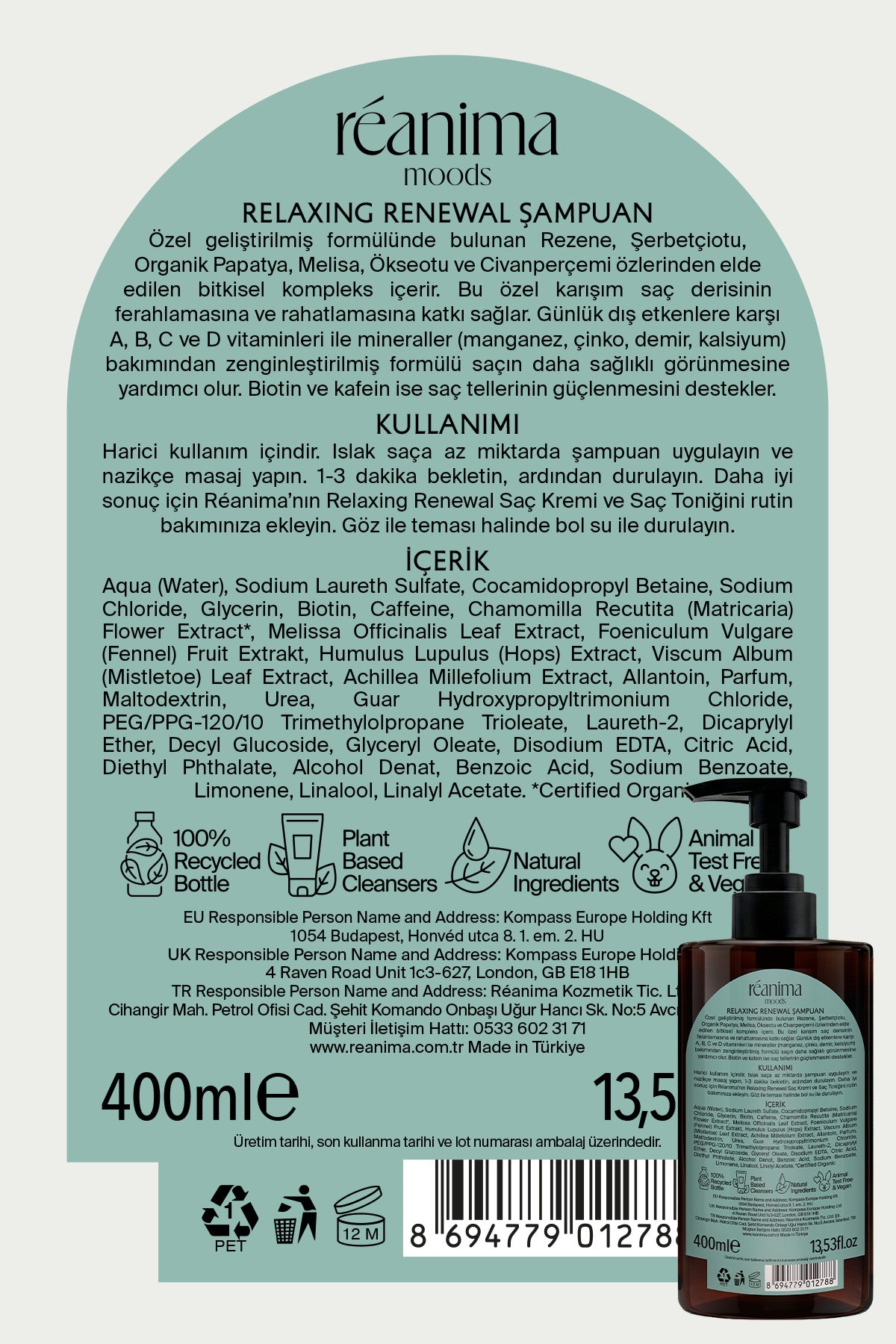 Relaxing Renewal Saç Derisini Ferahlatmaya Yardımcı Bitkisel Kompleksli Vegan Saç Bakım Şampuanı