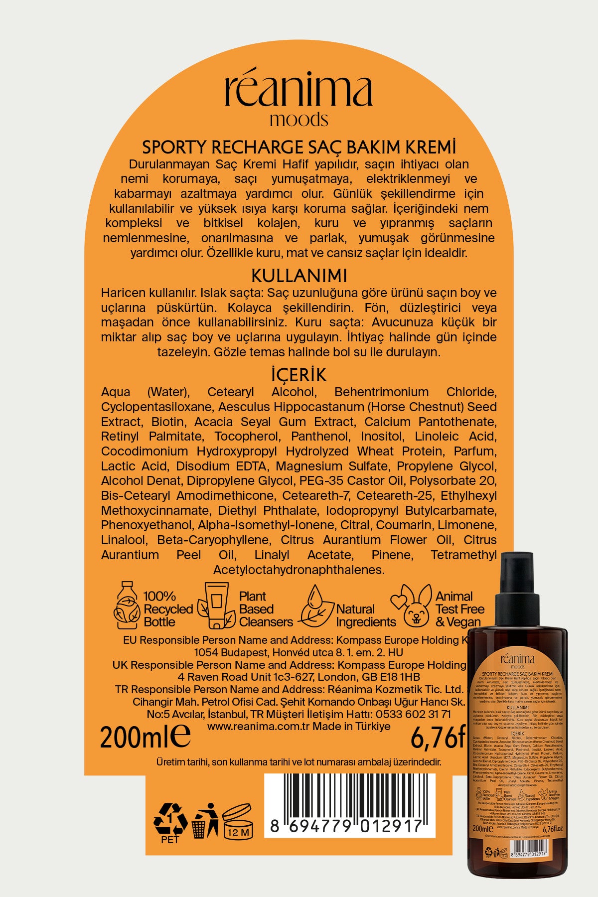 Sporty Recharge Saçları Yüksek Isıya Ve Fiziksel Hasara Karşı Koruyan Saç Bakım Kremi