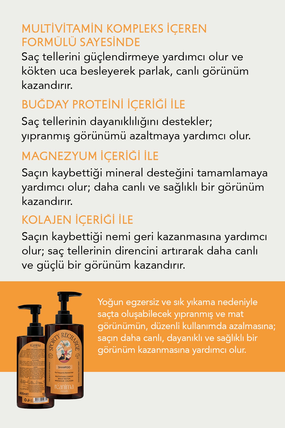 Sporty Recharge Sık Yıkama Ve Spor Sonrası İçin Güçlendirici Saç Bakım Şampuanı