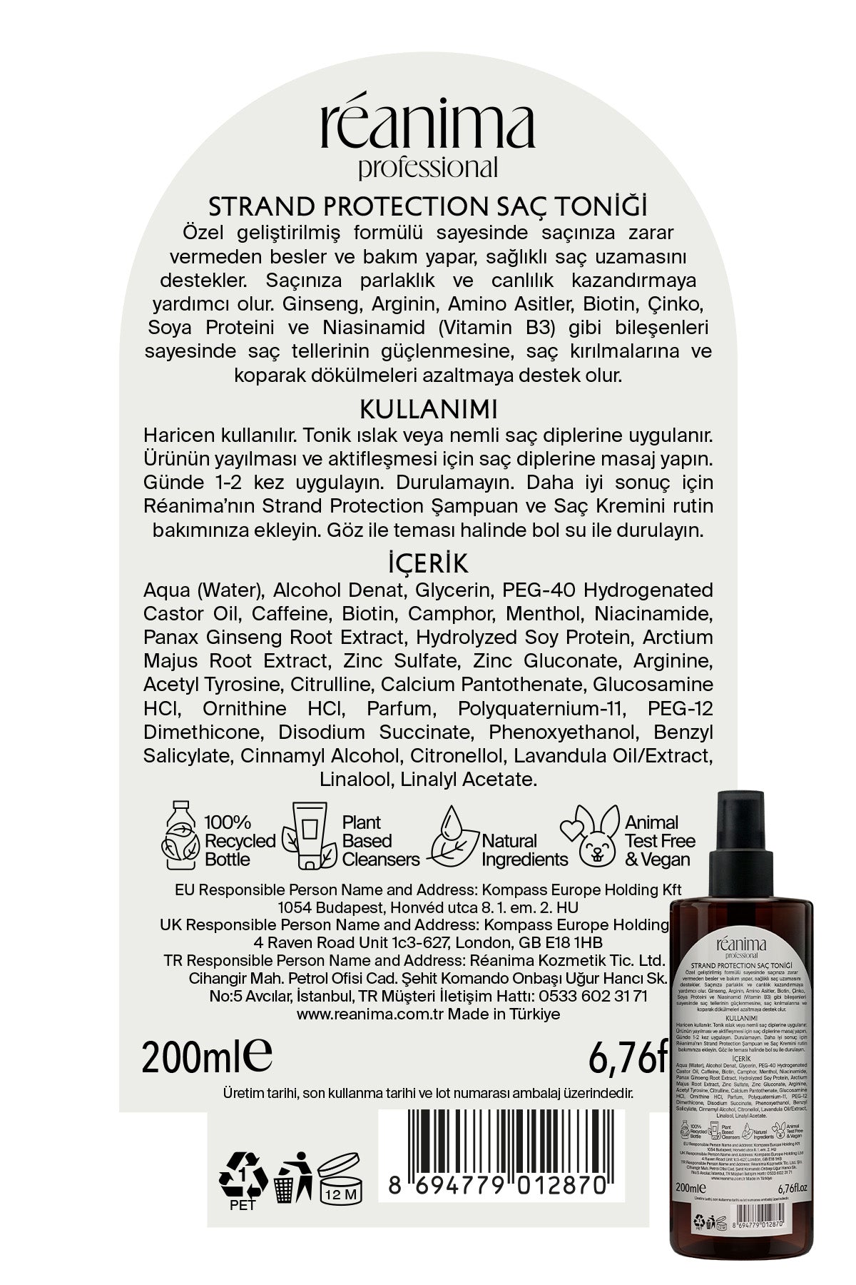 Strand Protection Saç Dökülmesini Azaltmaya Yardımcı Dökülme Karşıtı Durulanmayan Saç Bakım Toniği