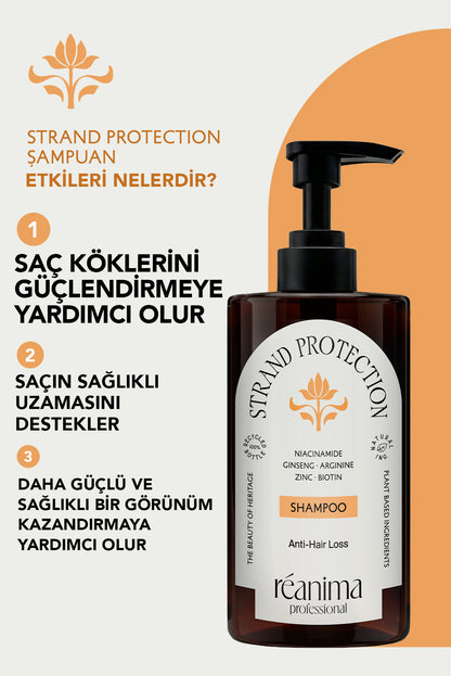 Strand Protection Güçlendirici Şampuan Esneklik Kazandıran Saç Kremi Dökülme Karşıtı Tonik Üçlü Set