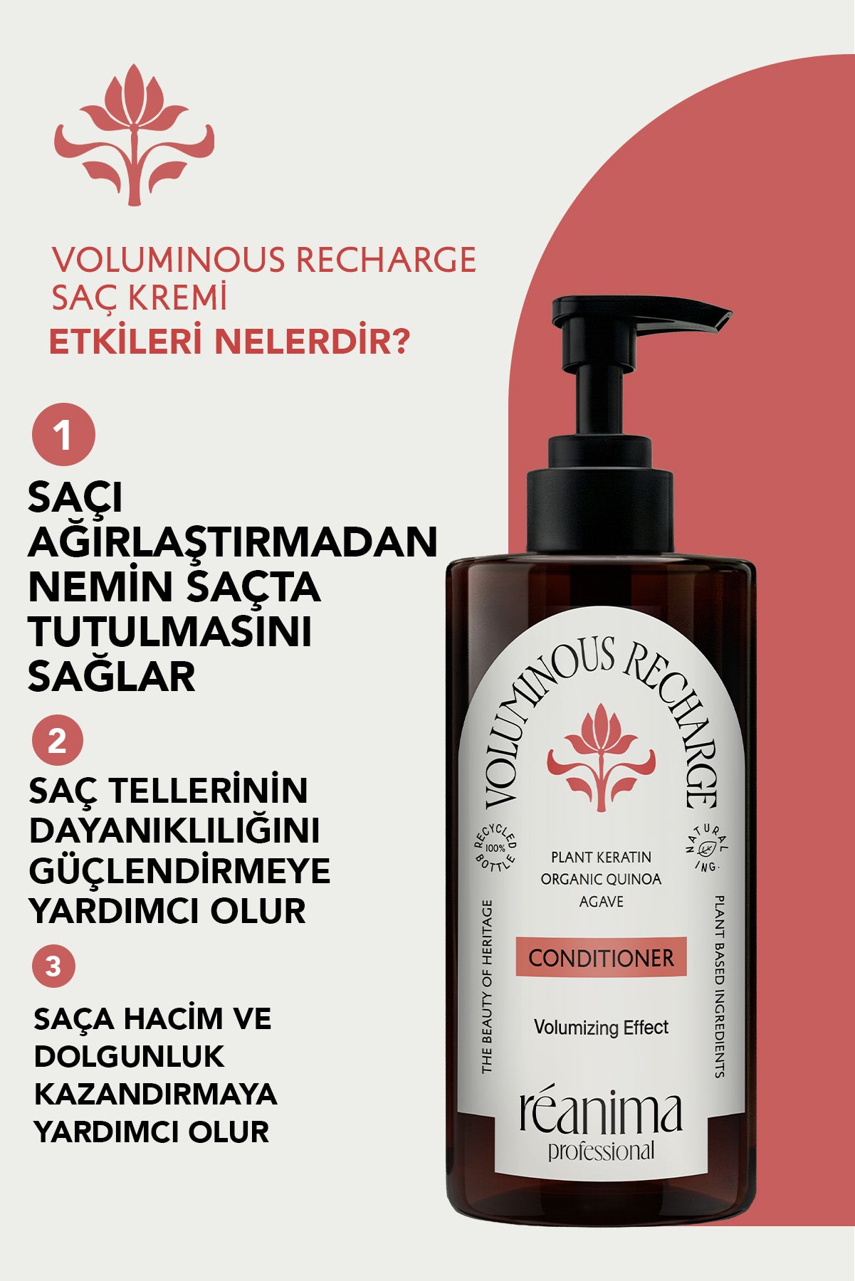 Voluminous Recharge Saçları Hacimlendiren Ve Güçlendirmeye Yardımcı Dolgunlaştırıcı Saç Bakım Kremi