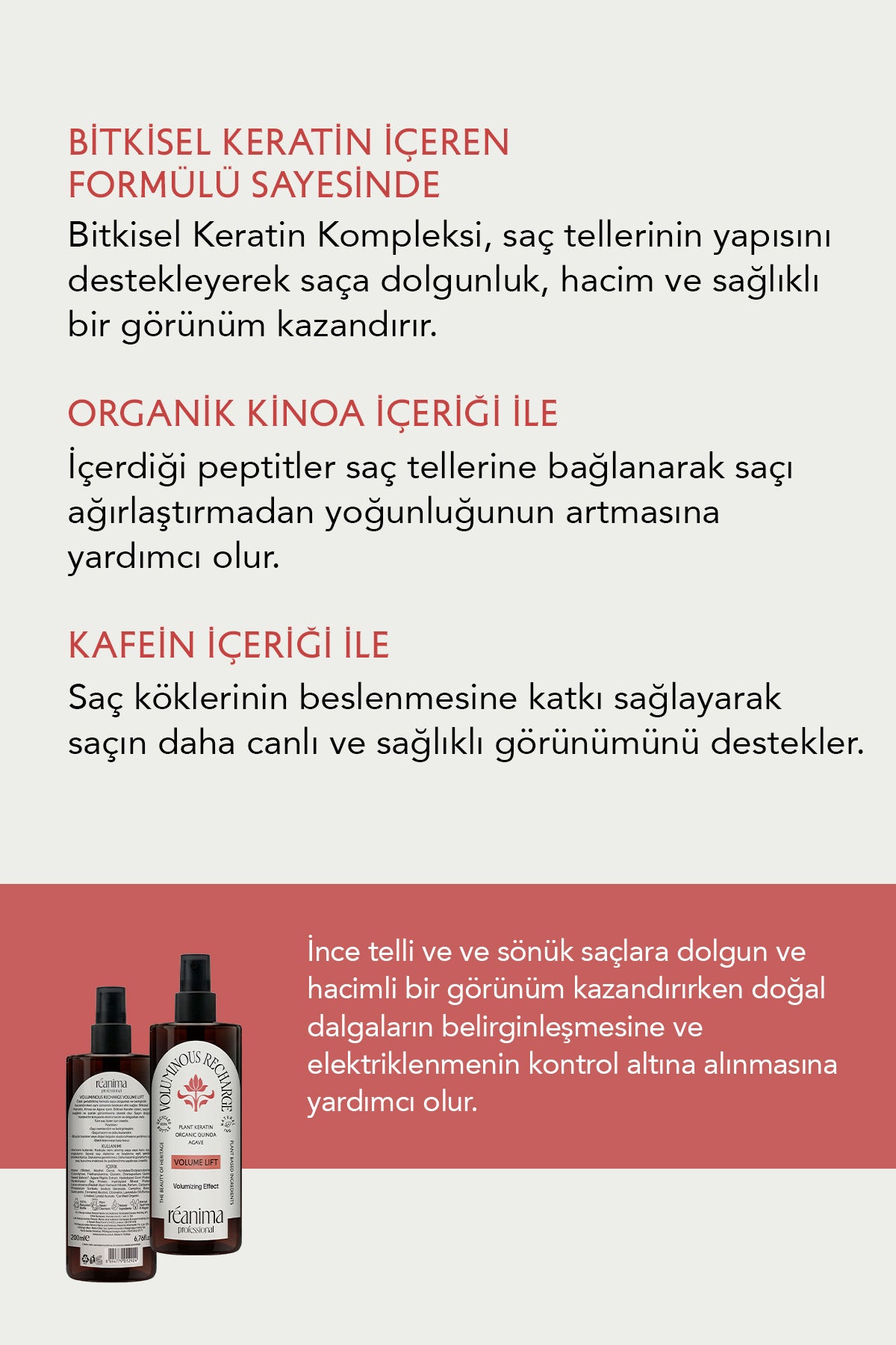 Voluminous Recharge Saça Hacim Veren Dolgunluk Kazandıran Hacimlendirici Durulanmayan Saç Toniği